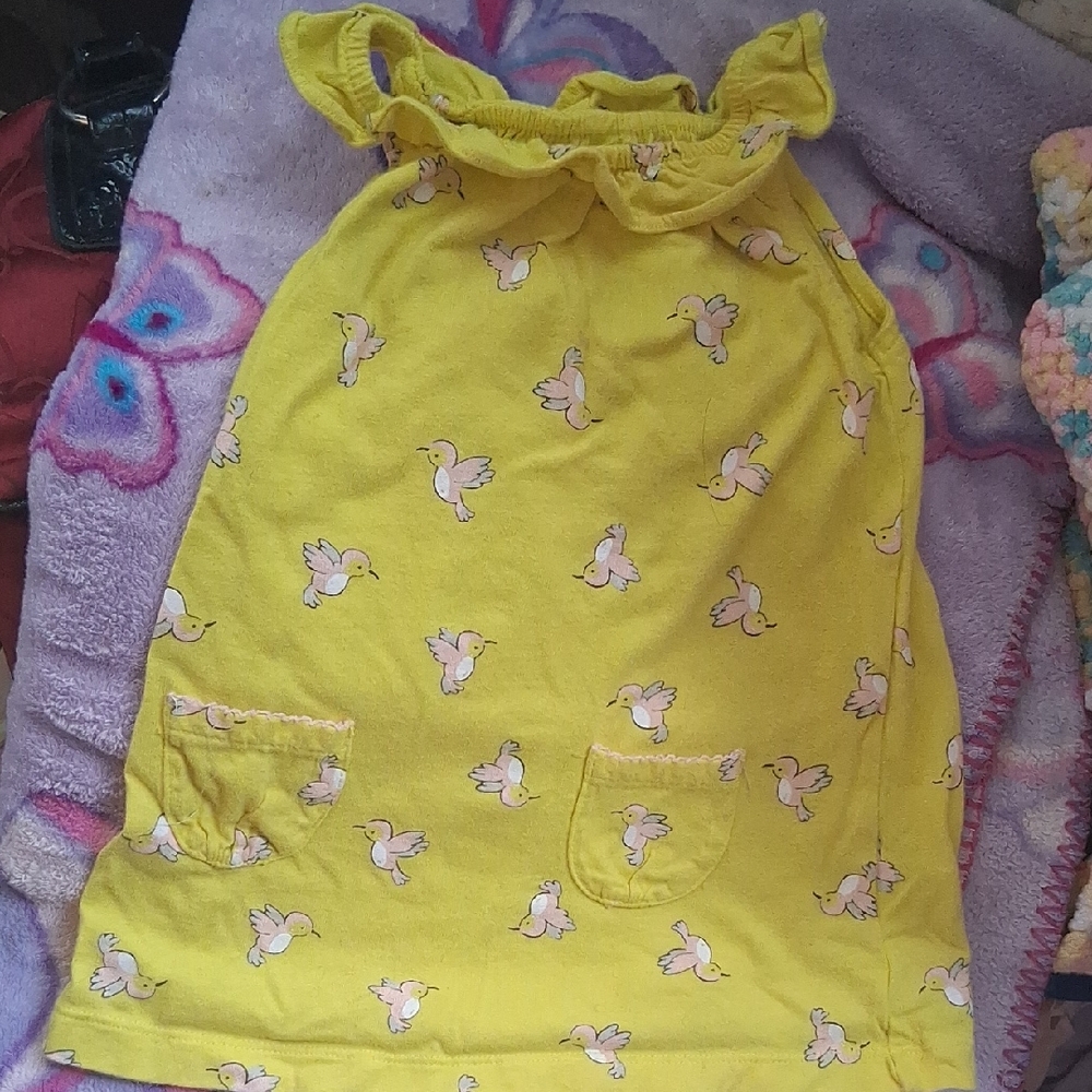 Child of Mine Yellow Dress with Bird Print